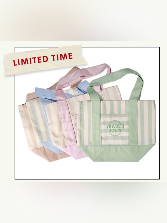 Trader Joe'S Handbags - 💚Trader Joe’s Striped Canvas Mini Tote Bags Set of 4 Summer Limited FIRM ☀️